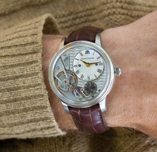 Laden Sie das Bild in den Galerie-Viewer, Maurice Lacroix Masterpiece Gravity MP6118-SS001-115-1 Automatik Herren-Armbanduhr Swiss Made Manufaktur-Kaliber ML-230 Saphirglas Krokolederband braun NEU OVP. mit Box Papiere Anleitung 2 Jahre Hersteller-Garantie