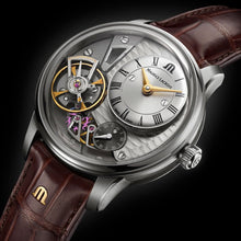 Laden Sie das Bild in den Galerie-Viewer, Maurice Lacroix Masterpiece Gravity MP6118-SS001-115-1 Automatik Herren-Armbanduhr Swiss Made Manufaktur-Kaliber ML-230 Saphirglas Krokolederband braun NEU OVP. mit Box Papiere Anleitung 2 Jahre Hersteller-Garantie
