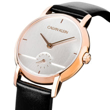 Laden Sie das Bild in den Galerie-Viewer, Calvin Klein Established K9H2Y6C6 | Damen-Armbanduhr | Swiss Made | Roségold Gehäuse | schwarzes Lederband | Quarzwerk | Saphirglas | NEU OVP. mit Box &amp; Papiere | 2 Jahre Hersteller-Garantie