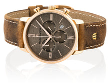 Laden Sie das Bild in den Galerie-Viewer, Maurice Lacroix Eliros Date Chronograph EL1098-PVP01-210-1 Herren-Armbanduhr Gold anthrazit Lederband braun NEU OVP. mit Box Papiere 2 Jahre Hersteller-Garantie