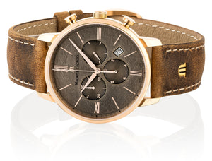 Maurice Lacroix Eliros Date Chronograph EL1098-PVP01-210-1 Herren-Armbanduhr Gold anthrazit Lederband braun NEU OVP. mit Box Papiere 2 Jahre Hersteller-Garantie