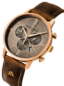 Maurice Lacroix Eliros Date Chronograph EL1098-PVP01-210-1 Herren-Armbanduhr Gold anthrazit Lederband braun NEU OVP. mit Box Papiere 2 Jahre Hersteller-Garantie