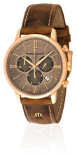 Laden Sie das Bild in den Galerie-Viewer, Maurice Lacroix Eliros Date Chronograph EL1098-PVP01-210-1 Herren-Armbanduhr Gold anthrazit Lederband braun NEU OVP. mit Box Papiere 2 Jahre Hersteller-Garantie