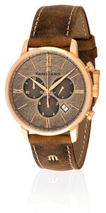 Maurice Lacroix Eliros Date Chronograph EL1098-PVP01-210-1 Herren-Armbanduhr Gold anthrazit Lederband braun NEU OVP. mit Box Papiere 2 Jahre Hersteller-Garantie