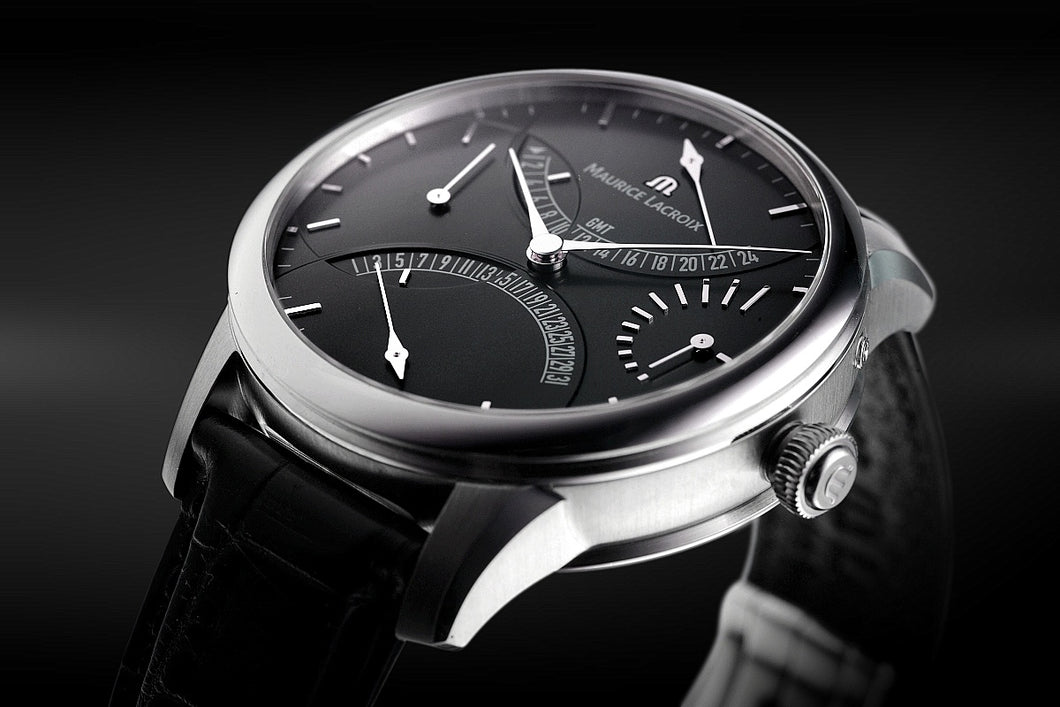 Maurice Lacroix Masterpiece Double Rétrograde GMT MP6518-SS001-330-1 Automatik Herrenuhr Manufaktur-Kaliber ML-191 NEU OVP. mit 2 Jahren Hersteller-Garantie Box Papiere Rétrograde Datumsanzeige und 2. GMT Zeitzone