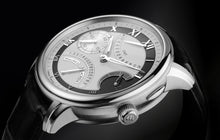 Laden Sie das Bild in den Galerie-Viewer, Maurice Lacroix Masterpiece Manufactur Double Rétrograde MP7218-SS001-110 Herrenuhr mit Handaufzug Swiss Made Saphirglas Faltschließe Krokolederband schwarz NEU OVP. mit Box Papiere 2 Jahre Hersteller-Garantie