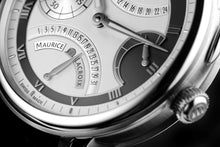 Laden Sie das Bild in den Galerie-Viewer, Maurice Lacroix Masterpiece Manufactur Double Rétrograde MP7218-SS001-110 Herrenuhr mit Handaufzug Swiss Made Saphirglas Faltschließe Krokolederband schwarz NEU OVP. mit Box Papiere 2 Jahre Hersteller-Garantie