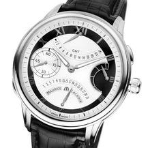 Laden Sie das Bild in den Galerie-Viewer, Maurice Lacroix Masterpiece Manufactur Double Rétrograde MP7218-SS001-110 Herrenuhr mit Handaufzug Swiss Made Saphirglas Faltschließe Krokolederband schwarz NEU OVP. mit Box Papiere 2 Jahre Hersteller-Garantie