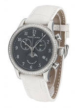 Laden Sie das Bild in den Galerie-Viewer, Maurice Lacroix Les Classiques Phases de Lune | LC1087-SD501-820-1 | Damen-Armbanduhr mit 72 Diamanten | Swiss Made | Saphirglas | Weißes Lederband | NEU OVP. mit Box | Papiere | 2 Jahre Hersteller-Garantie