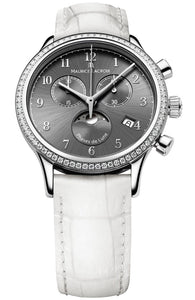 Maurice Lacroix Les Classiques Phases de Lune | LC1087-SD501-820-1 | Damen-Armbanduhr mit 72 Diamanten | Swiss Made | Saphirglas | Weißes Lederband | NEU OVP. mit Box | Papiere | 2 Jahre Hersteller-Garantie