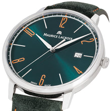 Laden Sie das Bild in den Galerie-Viewer, Maurice Lacroix Eliros Date GREEN Herren-Armbanduhr EL1118-SS001-620-5 Lederband grün Zifferblatt grün Saphirglas Swiss Made NEU OVP. mit Box Papiere 2 Jahre Hersteller-Garantie