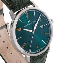 Laden Sie das Bild in den Galerie-Viewer, Maurice Lacroix Eliros Date GREEN Herren-Armbanduhr EL1118-SS001-620-5 | Grünes Lederband | Grünes Zifferblatt | Saphirglas | Swiss Made | NEU OVP mit Box &amp; Papiere | 2 Jahre Garantie