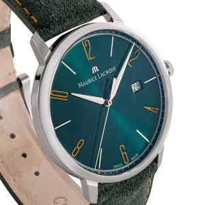 Maurice Lacroix Eliros Date GREEN Herren-Armbanduhr EL1118-SS001-620-5 Lederband grün Zifferblatt grün Saphirglas Swiss Made NEU OVP. mit Box Papiere 2 Jahre Hersteller-Garantie