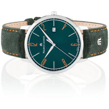 Laden Sie das Bild in den Galerie-Viewer, Maurice Lacroix Eliros Date GREEN Herren-Armbanduhr EL1118-SS001-620-5 Lederband grün Zifferblatt grün Saphirglas Swiss Made NEU OVP. mit Box Papiere 2 Jahre Hersteller-Garantie