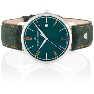 Maurice Lacroix Eliros Date GREEN Herren-Armbanduhr EL1118-SS001-620-5 Lederband grün Zifferblatt grün Saphirglas Swiss Made NEU OVP. mit Box Papiere 2 Jahre Hersteller-Garantie