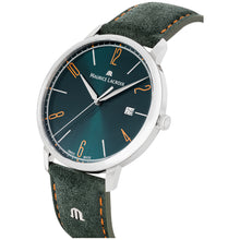 Laden Sie das Bild in den Galerie-Viewer, Maurice Lacroix Eliros Date GREEN Herren-Armbanduhr EL1118-SS001-620-5 Lederband grün Zifferblatt grün Saphirglas Swiss Made NEU OVP. mit Box Papiere 2 Jahre Hersteller-Garantie