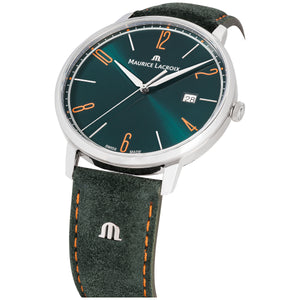 Maurice Lacroix Eliros Date GREEN Herren-Armbanduhr EL1118-SS001-620-5 Lederband grün Zifferblatt grün Saphirglas Swiss Made NEU OVP. mit Box Papiere 2 Jahre Hersteller-Garantie