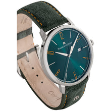 Laden Sie das Bild in den Galerie-Viewer, Maurice Lacroix Eliros Date GREEN Herren-Armbanduhr EL1118-SS001-620-5 Lederband grün Zifferblatt grün Saphirglas Swiss Made NEU OVP. mit Box Papiere 2 Jahre Hersteller-Garantie