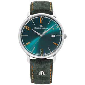 Maurice Lacroix Eliros Date GREEN Herren-Armbanduhr EL1118-SS001-620-5 Lederband grün Zifferblatt grün Saphirglas Swiss Made NEU OVP. mit Box Papiere 2 Jahre Hersteller-Garantie