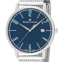 Laden Sie das Bild in den Galerie-Viewer, Maurice Lacroix Eliros Date BLUE Herren-Armbanduhr EL1118-SS002-420-2 Milanaise-Edelstahlband Zifferblatt blau Saphirglas Swiss Made NEU OVP. mit Box Papiere 2 Jahre Hersteller-Garantie