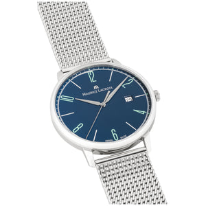 Maurice Lacroix Eliros Date BLUE EL1118-SS002-420-2 | Herren-Armbanduhr | Swiss Made | Saphirglas Milanaise-Edelstahlband Blaues Zifferblatt | NEU OVP mit Box & Papiere | 2 Jahre Hersteller-Garantie