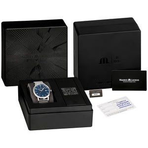 Maurice Lacroix Eliros Date BLUE Herren-Armbanduhr EL1118-SS002-420-2 Milanaise-Edelstahlband Zifferblatt blau Saphirglas Swiss Made NEU OVP. mit Box Papiere 2 Jahre Hersteller-Garantie