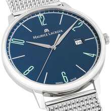 Laden Sie das Bild in den Galerie-Viewer, Maurice Lacroix Eliros Date BLUE EL1118-SS002-420-2 | Herren-Armbanduhr | Swiss Made | Saphirglas Milanaise-Edelstahlband Blaues Zifferblatt | NEU OVP mit Box &amp; Papiere | 2 Jahre Hersteller-Garantie