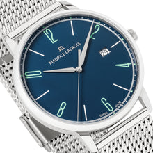 Laden Sie das Bild in den Galerie-Viewer, Maurice Lacroix Eliros Date BLUE EL1118-SS002-420-2 | Herren-Armbanduhr | Swiss Made | Saphirglas Milanaise-Edelstahlband Blaues Zifferblatt | NEU OVP mit Box &amp; Papiere | 2 Jahre Hersteller-Garantie