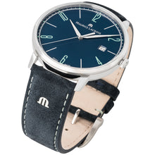 Laden Sie das Bild in den Galerie-Viewer, Maurice Lacroix Eliros Date BLUE Herren-Armbanduhr EL1118-SS001-420-1 Lederband blau Zifferblatt blau Saphirglas Swiss Made NEU OVP. mit Box Papiere 2 Jahre Hersteller-Garantie