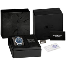 Laden Sie das Bild in den Galerie-Viewer, Maurice Lacroix Eliros Date BLUE Herren-Armbanduhr EL1118-SS001-420-1 Lederband blau Zifferblatt blau Saphirglas Swiss Made NEU OVP. mit Box Papiere 2 Jahre Hersteller-Garantie