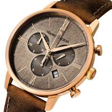 Laden Sie das Bild in den Galerie-Viewer, Maurice Lacroix Eliros Date Chronograph EL1098-PVP01-210-1 Herren-Armbanduhr Gold anthrazit Lederband braun NEU OVP. mit Box Papiere 2 Jahre Hersteller-Garantie