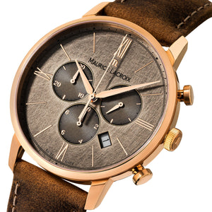 Maurice Lacroix Eliros Date Chronograph EL1098-PVP01-210-1 Herren-Armbanduhr Gold anthrazit Lederband braun NEU OVP. mit Box Papiere 2 Jahre Hersteller-Garantie