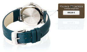 Maurice Lacroix Eliros Diamonds Damen-Armbanduhr EL1094-SS001-650-5 Lederband petrolblau mit 8 Diamanten Ø 30 mm NEU OVP. 2 Jahre Garantie Swiss Made