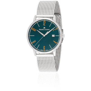 Maurice Lacroix Eliros Date GREEN Herren-Armbanduhr EL1118-SS006-620-1 Milanaise-Edelstahlband Zifferblatt grün Saphirglas Swiss Made NEU OVP. mit Box Papiere 2 Jahre Hersteller-Garantie