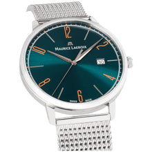 Laden Sie das Bild in den Galerie-Viewer, Maurice Lacroix Eliros Date GREEN Herren-Armbanduhr EL1118-SS006-620-1 Milanaise-Edelstahlband Zifferblatt grün Saphirglas Swiss Made NEU OVP. mit Box Papiere 2 Jahre Hersteller-Garantie