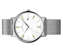 Laden Sie das Bild in den Galerie-Viewer, Maurice Lacroix Eliros Date GREEN Herren-Armbanduhr EL1118-SS002-120 Milanaise-Edelstahlband Zifferblatt weiß/grün Saphirglas Swiss Made NEU OVP. mit Box Papiere 2 Jahre Hersteller-Garantie