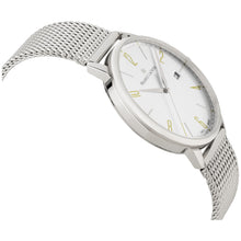 Laden Sie das Bild in den Galerie-Viewer, Maurice Lacroix Eliros Date GREEN Herren-Armbanduhr EL1118-SS002-120 Milanaise-Edelstahlband Zifferblatt weiß/grün Saphirglas Swiss Made NEU OVP. mit Box Papiere 2 Jahre Hersteller-Garantie