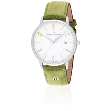 Laden Sie das Bild in den Galerie-Viewer, Maurice Lacroix Eliros Date GREEN Herren-Armbanduhr EL1118-SS001-120 Lederband grün Zifferblatt weiß/grün Saphirglas Swiss Made NEU OVP. mit Box Papiere 2 Jahre Hersteller-Garantie