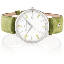 Laden Sie das Bild in den Galerie-Viewer, Maurice Lacroix Eliros Date GREEN Herren-Armbanduhr EL1118-SS001-120 Lederband grün Zifferblatt weiß/grün Saphirglas Swiss Made NEU OVP. mit Box Papiere 2 Jahre Hersteller-Garantie