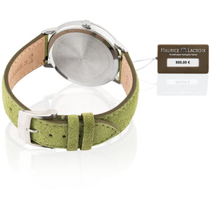 Maurice Lacroix Eliros Date GREEN Herren-Armbanduhr EL1118-SS001-120 Lederband grün Zifferblatt weiß/grün Saphirglas Swiss Made NEU OVP. mit Box Papiere 2 Jahre Hersteller-Garantie