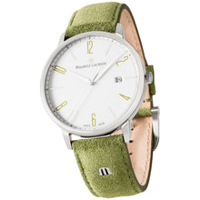 Laden Sie das Bild in den Galerie-Viewer, Maurice Lacroix Eliros Date GREEN Herren-Armbanduhr EL1118-SS001-120 Lederband grün Zifferblatt weiß/grün Saphirglas Swiss Made NEU OVP. mit Box Papiere 2 Jahre Hersteller-Garantie
