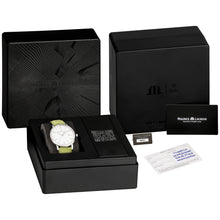 Laden Sie das Bild in den Galerie-Viewer, Maurice Lacroix Eliros Date GREEN Herren-Armbanduhr EL1118-SS001-120 Lederband grün Zifferblatt weiß/grün Saphirglas Swiss Made NEU OVP. mit Box Papiere 2 Jahre Hersteller-Garantie