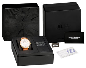 Maurice Lacroix Eliros Date Herren-Armbanduhr EL1118-PVP01-111-2 Gold mit Lederband cognac Saphirglas Swiss Made NEU OVP. mit Box Papiere 2 Jahre Hersteller-Garantie