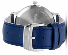 Laden Sie das Bild in den Galerie-Viewer, Maurice Lacroix Eliros Moonphase EL1096-SS001-170-1 Mother-of-Pearl Diamonds  | Damen Uhr Perlmutt Diamanten Zifferblatt Lederband blau