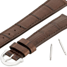 Laden Sie das Bild in den Galerie-Viewer, Maurice Lacroix Les Classiques Lederband braun oder schwarz Breite 15 mm mit Dornschließe Krokoledermaserung NEU OVP. 2 Jahre Garantie