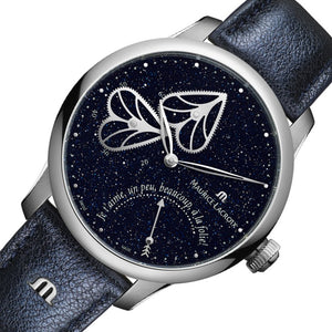 Maurice Lacroix Masterpiece Embrace Manufaktur | MP6068-SS001-430-1 | Damen-Armbanduhr | Automatik | Schweizer Kaliber | Saphirglas | Aventurinblaues Zifferblatt mit Diamanten | Lederband blau | NEU OVP. mit Box & Garantiekarte