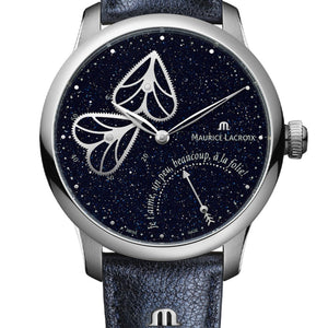 Maurice Lacroix Masterpiece Embrace Manufaktur | MP6068-SS001-430-1 | Damen-Armbanduhr | Automatik | Schweizer Kaliber | Saphirglas | Aventurinblaues Zifferblatt mit Diamanten | Lederband blau | NEU OVP. mit Box & Garantiekarte