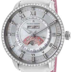 Maurice Lacroix Masterpiece Phases de Lune Diamonds MP6428-SD501-17E Automatic Damen-Armbanduhr besetzt mit 74 und 35 echten Diamanten NEU OVP. mit Box Papiere 2 Jahre Garantie