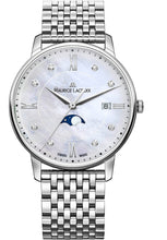 Laden Sie das Bild in den Galerie-Viewer, Maurice Lacroix Eliros Moonphase EL1096-SS002-170-1 Mother-of-Pearl Diamonds  | Damen Uhr Edelstahl Perlmutt Diamanten Zifferblatt