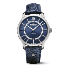 Laden Sie das Bild in den Galerie-Viewer, Maurice Lacroix Pontos Day Date PT6358-SS004-431-4 | Automatik Herrenuhr Swiss Made | Edelstahlgehäuse Zifferblatt Blau Saphirglas | NEU OVP | Box &amp; Papiere